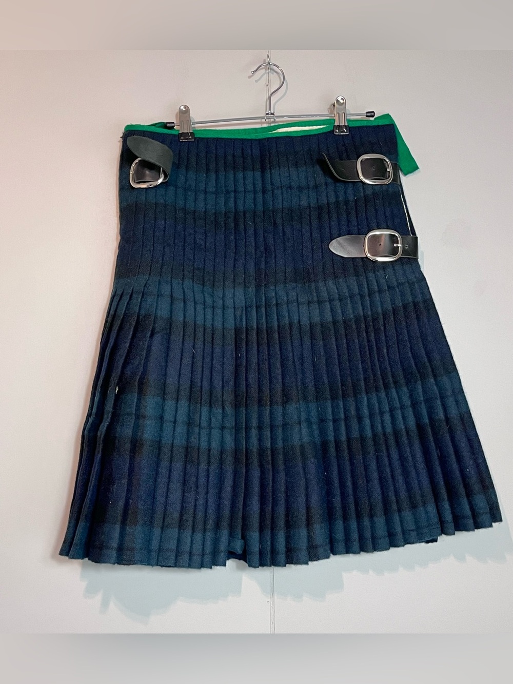 What Price Glory 100% Wool Blackwatch Tartan Pleated Kilt Skirt Size 34